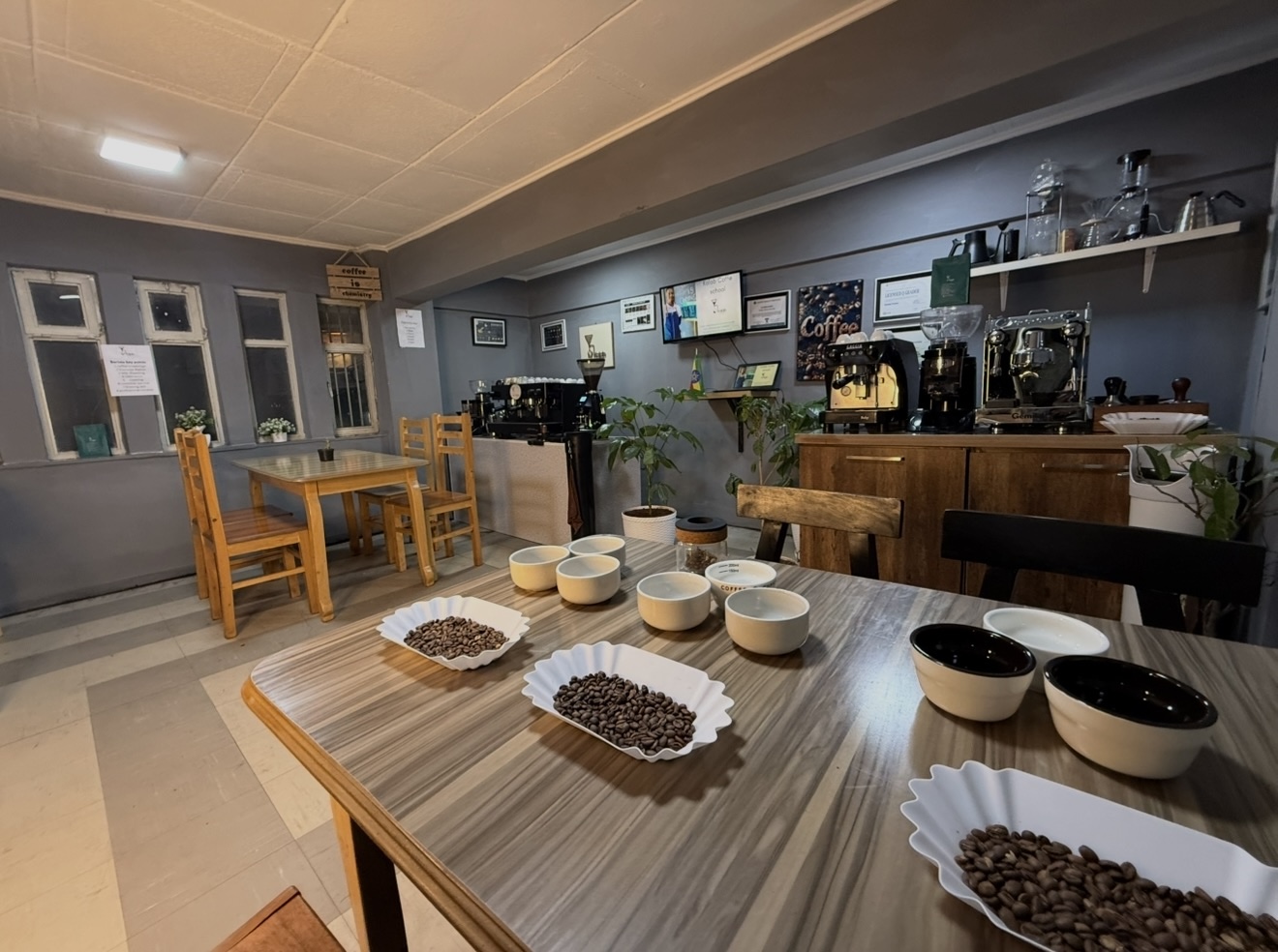 The cupping room set for a class